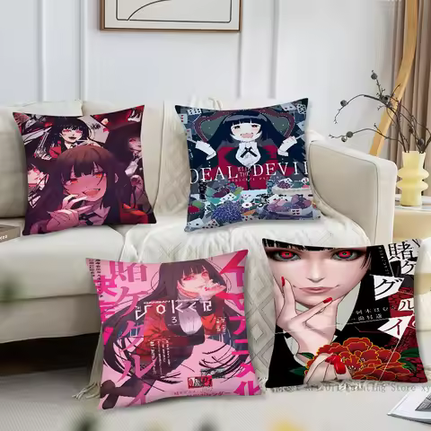 Anime Kakegurui Pillow Case Square Pillow Bedroom Sofa Leisure Comfort Cushion Car Living Room Home 