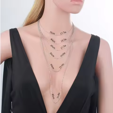 40cm-60cm 2mm 925 Sterling Silver Rhodium Plate Water Wave Chain Necklace Women Jewelry Girl Italy K