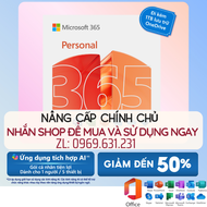 Phần mềm MS Office 365 Nâng cấp chính chủ Dùng được 5 thiết bị 1TB có tích hợp AI Không thể thiếu kh