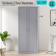 KIMBERLEY  2 Door Wardrobe Bigger size - (5.9ft Height) - Almari Baju - Cool Grey - UK export Qualit