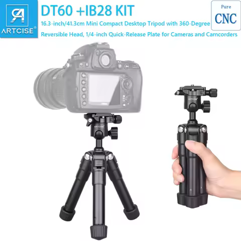 ARTCISE DT60+IB28 Universal Mini Compact Desktop Tripod with 360°Panoraimic Reversal Ballhead for Ca