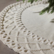 Round Christmas Tree Skirt 48 Inch Cable Knitted Thick Rustic Tree Skirts for Christmas Party Suppli