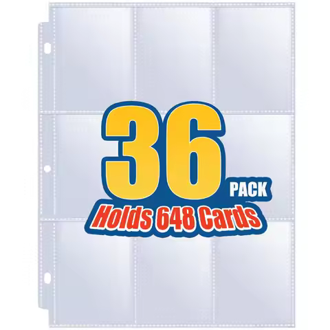 50PCS Trading Card Sleeves Pages 9 Pocket Page Protectors Double-Sided for 3 Ring Binder Album Fit f