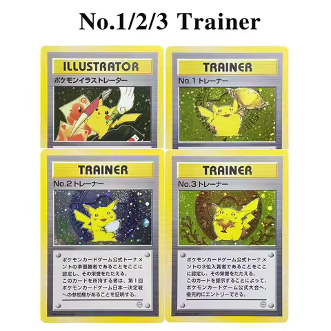 PKM Proxy Cards NO.1/2/3 Trainer Japanese Card Trophy Pikacu Board Game Battle Cards Trading PTCG Ca