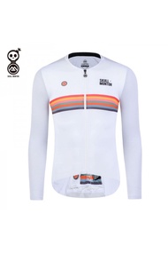 TentangOutdoor Jersey Sepeda SKULL MONTON - Skull Monton Mens Long Sleeve Cycling Jersey Holiday Whi