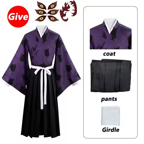2025 Vivi Kokushibo Kimetsu Anime Demon Slayer Costume No Yaiba Kokushibou Cosplay Wig Kimono Haori 