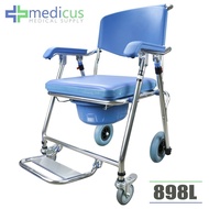 EA EA 898L Heavy Duty Foldable Commode Chair Toilet with Wheels Arinola with Chair