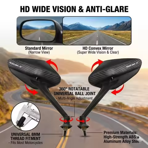 Easy Installation Carbon Fiber Motorcycle Rearview Mirror For Kawasaki Vulcan S 650 2019 2020 2022 V