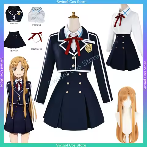 Asuna Cosplay Anime Yuuki Asuna Costume Yuki Asuna Coat Shirt Short Skirt Carnival Halloween Comic A