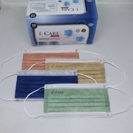 MERAH READY 3 PLY EARLOOP MASK I CARE. ICARE 3 PLY MASK. ICARE 3 PLY MASK, WHITE I CARE MASK, RED I 