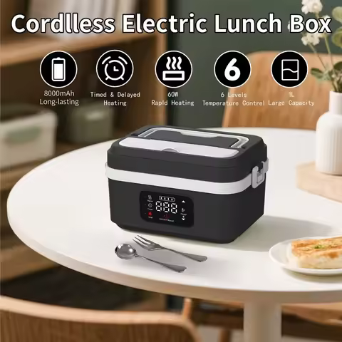 Cordless Electric Lunch Box Portable Rechargeable Lunch Box No Water Needed Wireless Heating Lunch B
