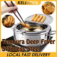 304 Stainless SteelFrying Pot Deep Tempura Fryer Pan Thermometer Control Induction cooker and gas dual deep fryer