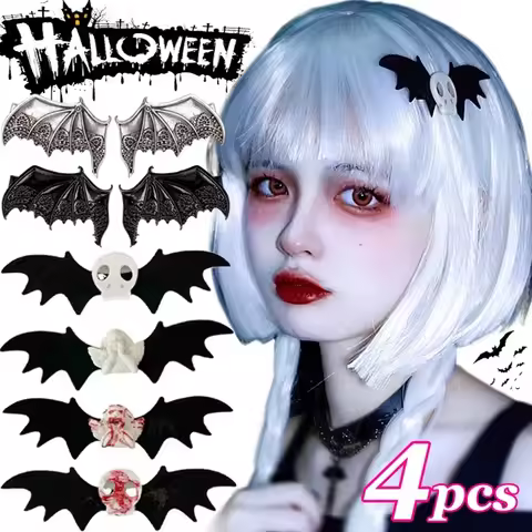 1/2/4pcs Gothic Bat Wings Hair Clips for Girls Dark Style Devil Eye Demon Skull Bat Hair Pin Hallowe