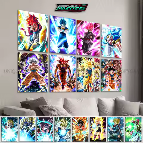 Dragon Ball Canvas Picture Goku SSB Kaioken Vs Vegeta SSB Evolution Home Decor Painting Wall Art Pri