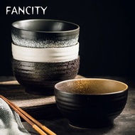 FANCITY ชามราเม็งชามก๋วยเตี๋ยวน้ำซุปก๋วยเตี๋ยวชามก๋วยเตี๋ยวสูงเครื่องใช้โต๊ะอาหารเซรามิคญี่ปุ่นที่สร้างสรรค์เท้าชามมืดชามสลัดผลไม้ Porridg