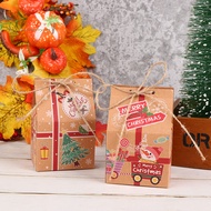 [universtry1sg] 5Pcs Kraft Paper House Shape With Ropes Candy Gift Bags Cookie Bags Packaging Boxes Christmas Tree Pendant Party Decor [New]
