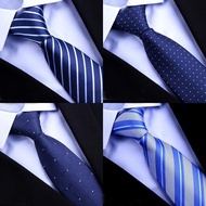 Tie Men Formal Wear Men Business Blue Stripes Hand-made Lazy Suit Shirt No Zipper Style Wedding Tren