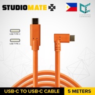 STUDIOMATE USB Type C to USB Type C Right Angle Orange Cable Connector 5 meters 5m