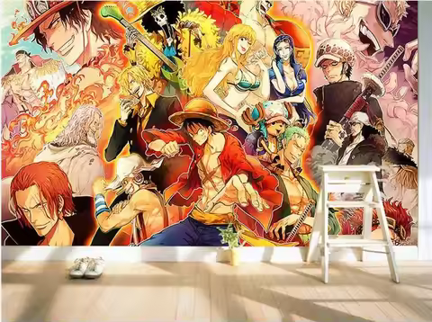 3D Anime Mural One Piece Bedroom Project Wallpaper Cartoon Theme Living Room Tea Shop Wallpaper Retr