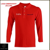 Microfiber Lengan Panjang Long Sleeve collar T Shirt Logo Embroidery Sulam McLaren Racing Team FxPro
