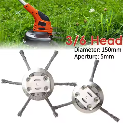 3-6Head Steel Wire Wheel Grass Trimmer Head Universal Weed Brush Head Lawnmover Power Tool Rust&Moss