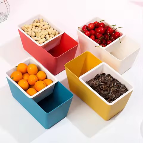 Household Double-layer Snack Box Melon Seed Box Square Drivable Fruit Tray Candy Snack Dried Fruit T