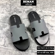 BEMAN B.HM men's H-shaped sandals, full-grain leather sandals, solid rubber sole
