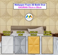 MW Wallpaper Foam 3D Bata Motif Batik Oval Wall Paper Sticker Premium