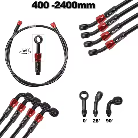 Motorcycle Brake Hose AN3 Hydraulic Braided Brake Line with 360 Degree Rotatable banjo Fit M10 Fit f
