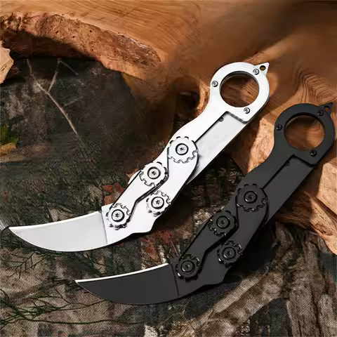 Stainless Steel Outdoor Folding Knife EDC Portable Pocket Knife Karambit Jackknife for Self Defense 