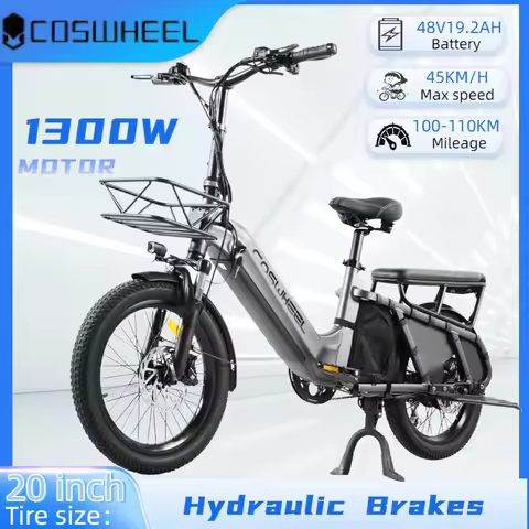 Electric Cargo Bike Coswheel HQ20 1300W 48V19.2AH Battery Hydraulic Brake E-bike 60N.m torque torque