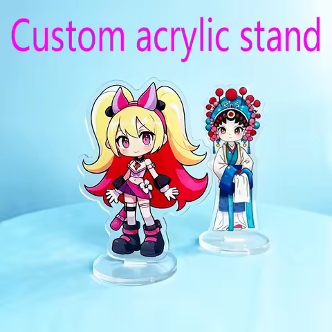 Custom Acrylic Holographic Cartoon Display Stand Personalized Anime Photo Print Desktop Signboard