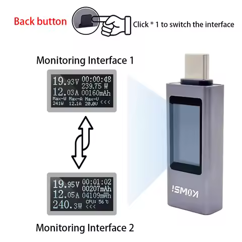 11 in 1 Type-C KWS2301 Tester DC Digital Voltage Meter Ampere Voltage Meter Current Detector Mobile 