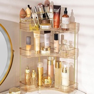 NATURE'S SOURCE Makeup Organizer for Vanity, 3-Tier Corner Bathroom Organizer Countertop with Makeup