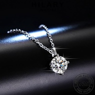 HILARY JEWELRY Women Diamond Accessories Necklace Original Square Sterling 925 Leher 純銀項鏈 Diamond Pendant Moissanite For Korean Silver Chain Fashion Perak Rantai Perempuan N105