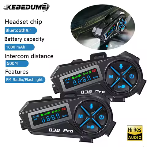 1/2Pcs Motorcycle Helmet Intercom Headset V5.4 Interphone Intercomunicador Moto Music Share FM Radio