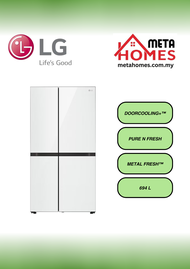 LG 694L Side-By-Side Fridge With Door In Door™ (White Glass) GC-M257CGFL