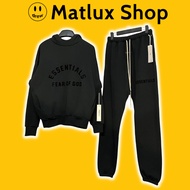 [BEST QUALITY] FEAR OF GOD ESSENTIALS Hoodie SS23 Jet Black fleece Set made OF high QUALITY cotton f