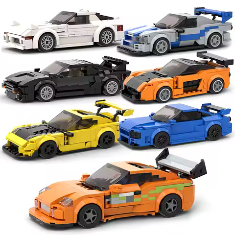 MOC F1 City Speed Sports Racing Car Building Blocks Brick R34 RX-7 Vehicle Supercar Fast & Furious M