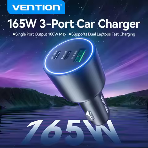 Vention 165W Car Charger QC3.0 Fast Charging PPS PD3.0 FCP AFC USB Type C Car Phone Charge For iPhon