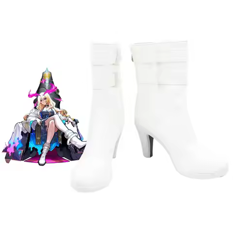 Monster Strike Lucifer Cosplay Shoes Lucifer White High Heels Boots Halloween Christmas Cosplay Boot