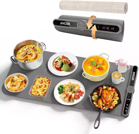 Warming Mat for Food, Fast Heating Electric Food Warmer with 9 Level Temperature and 6 Hours Timer, 