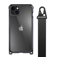 MAGEASY iPhone 14 Plus 6.7吋Odyssey+超軍規防摔掛繩手機殼/ 金屬黑+神秘黑掛繩