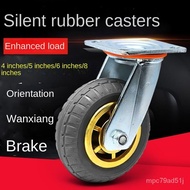 Universal Wheel with Brake Mute Caster Platform Trolley Wheel Heavy 4-Inch 5-Inch 6-Inch 8-Inch Rubber Wheel Trolley 6