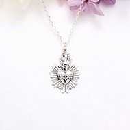 【Angel & Me】耶穌 聖心 十字架 925 純銀 項鍊 基督 生日 受洗