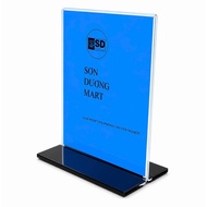 Mica Menu with black bent base, all sizes A6, standing type for shops, coffee shops, hotels