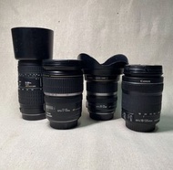 1.SIGMA 70-300mm f4-5.6 全幅鏡頭 /2.canon 17-55mm f2.8 原廠鏡皇 /3.canon 10-22mm f3.5-4.5 超廣角/ 4.canon 18-135mm f3.5-5.6 stm 旅遊鏡