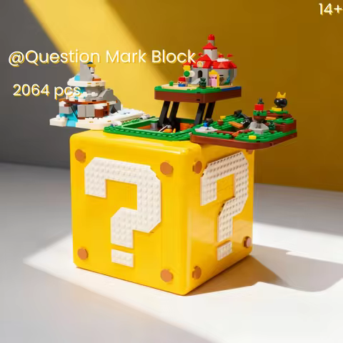 2064PCS Super Marioed 64 Question Mark Blocks Compatible 71395 Building Bricks Game Props 26026 Kit 