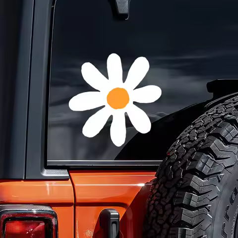 JT442# 1pc White Daisy Flower Car Sticker, Clear Inspirational Stickers For Laptop Water Bottles Car