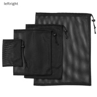 [leftright] Black White Durable Mesh Drawstring Bag Storage Pouch Multi Purpose Home Travel Outdoor Activity Laundry Bag Stuff Sack SG